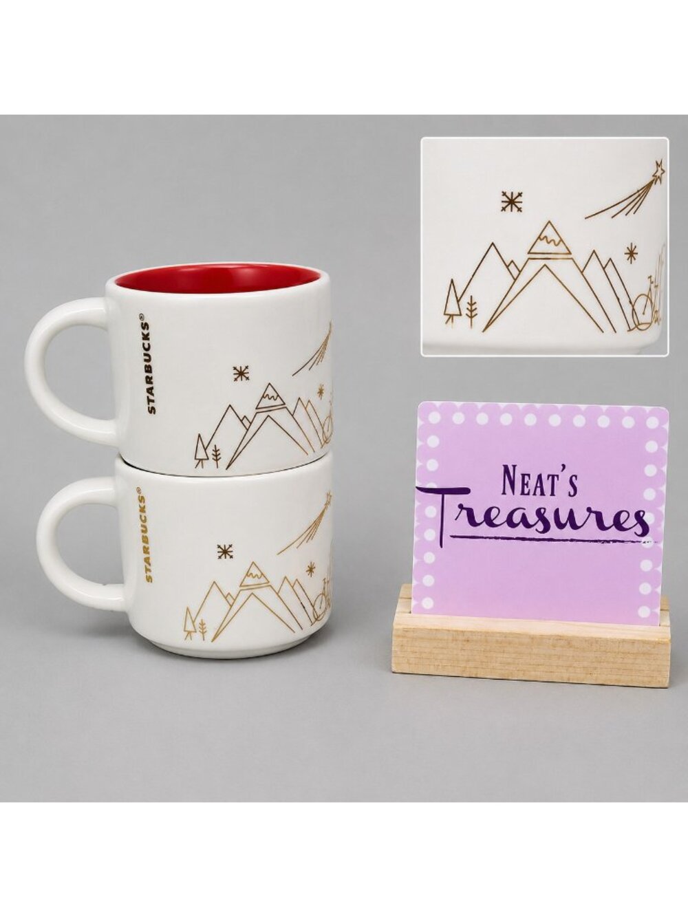 Starbucks SEATTLE You Are Here Collection Ornament Mini Espresso 2oz Cups Set 2